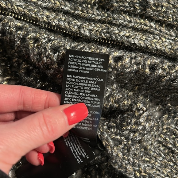 🌟White House Black Market Open Stitch Zip-Up Metallic Cardigan - Picture 13 of 13